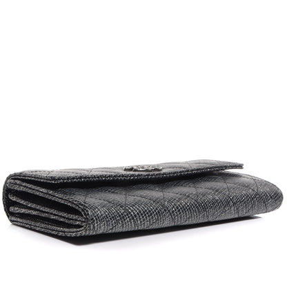 Chanel Glittered Calfskin Quilted Long Flap Wallet Black 4 of 7