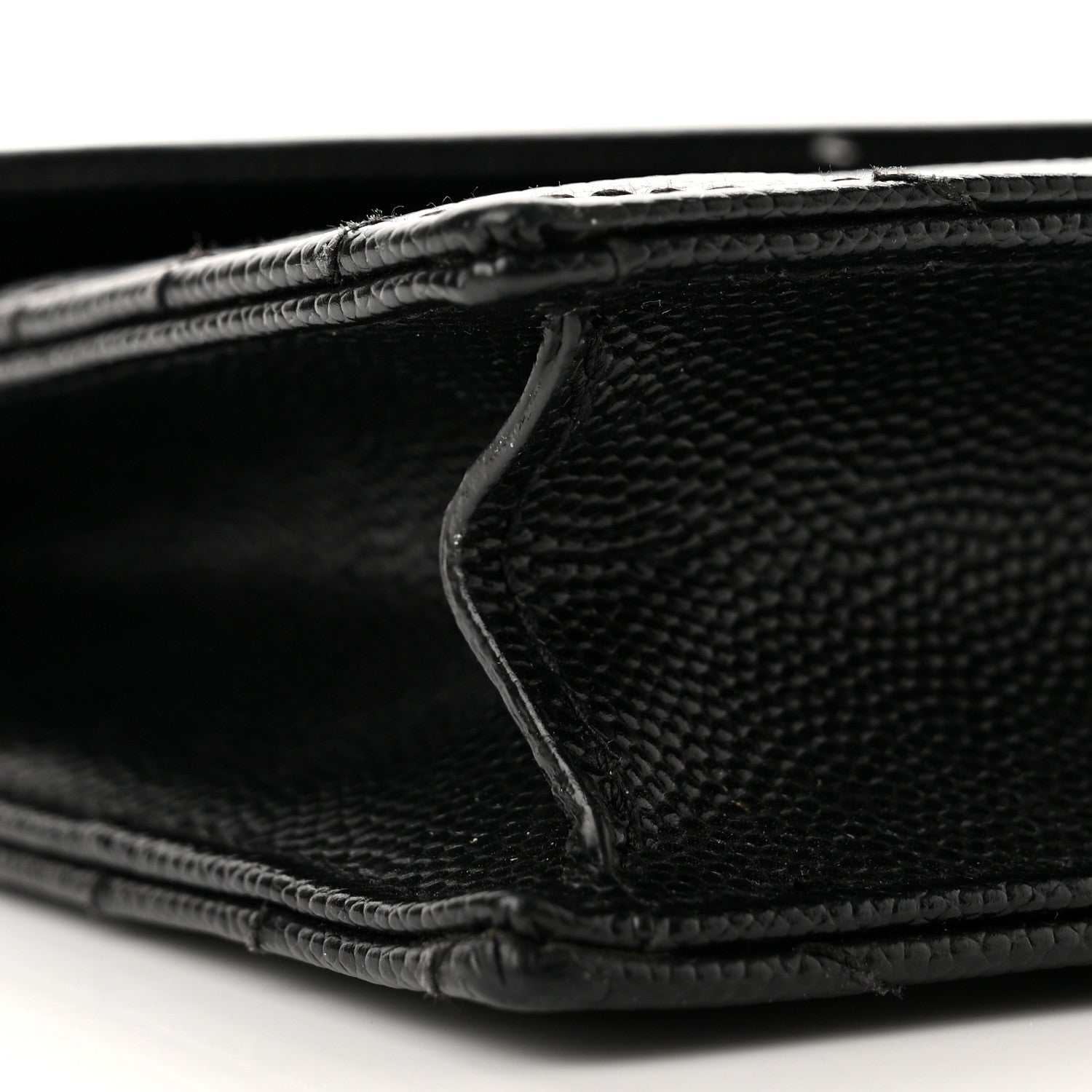 Saint Laurent Grain De Poudre Matelasse Chevron Monogram Monochrome Envelope Chain Wallet Black 8 of 9