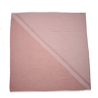 Gucci Wool Silk Monogram GGWeb Fringe Shawl Rose Ivory 1 of 3