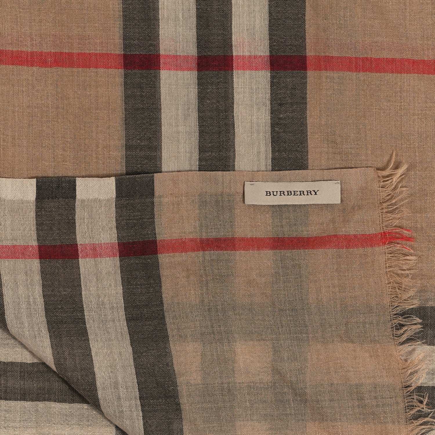 Burberry Wool Silk Gauze Giant Check Lightweight Scarf Archive Beige 3 of 3