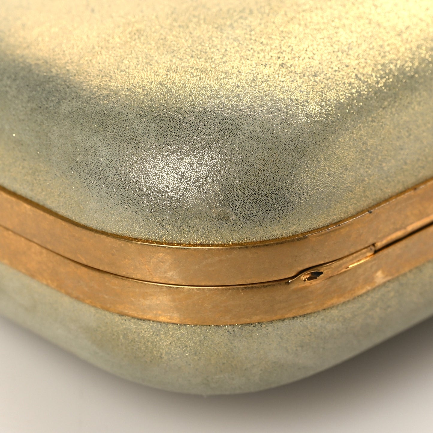 Metallic Lambskin Skull Knuckle Box Clutch Gold