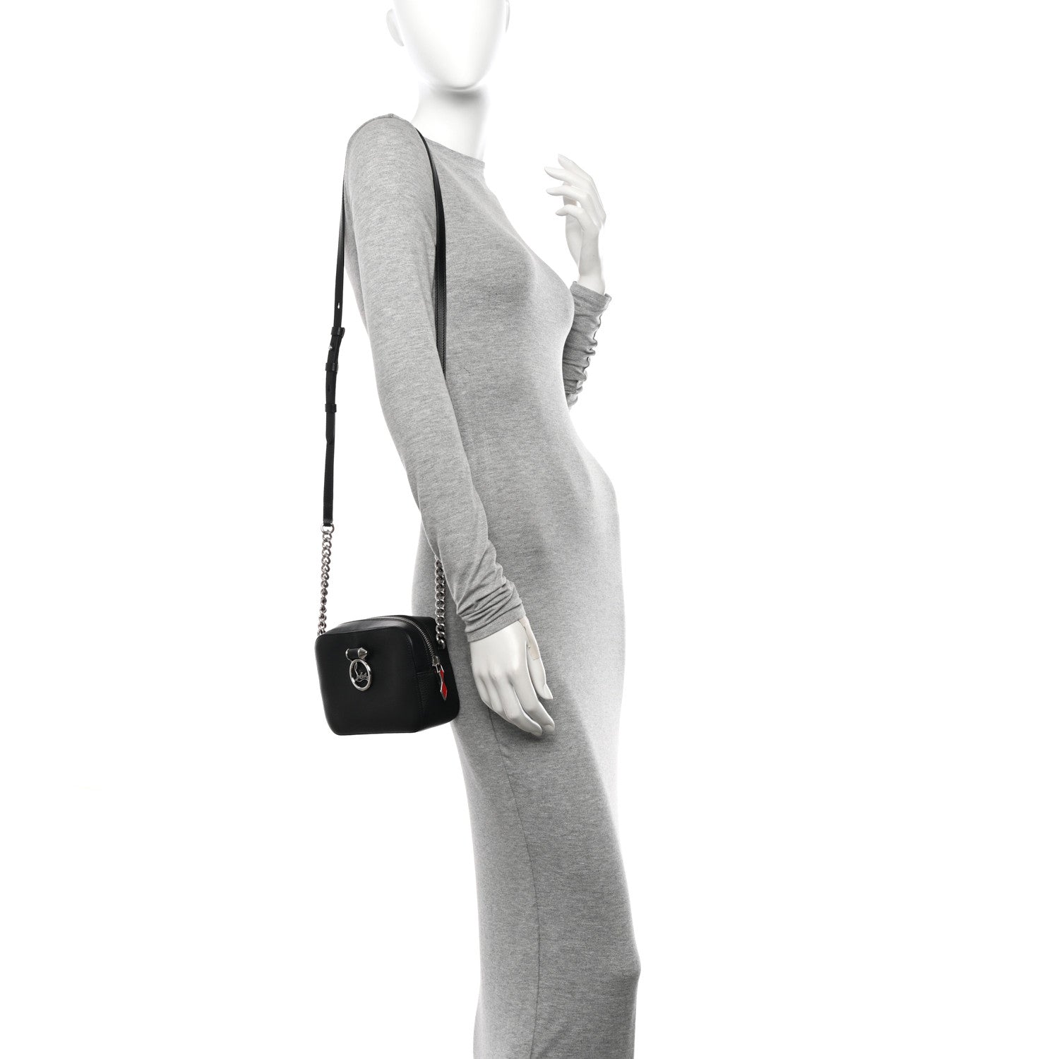 Christian Louboutin Empire Calfskin Mini Rubylou Crossbody Black Red 3 of 10