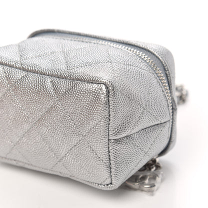 Chanel Metallic Caviar Quilted Mini Top Handle Vanity With Chain Silver 9 of 9