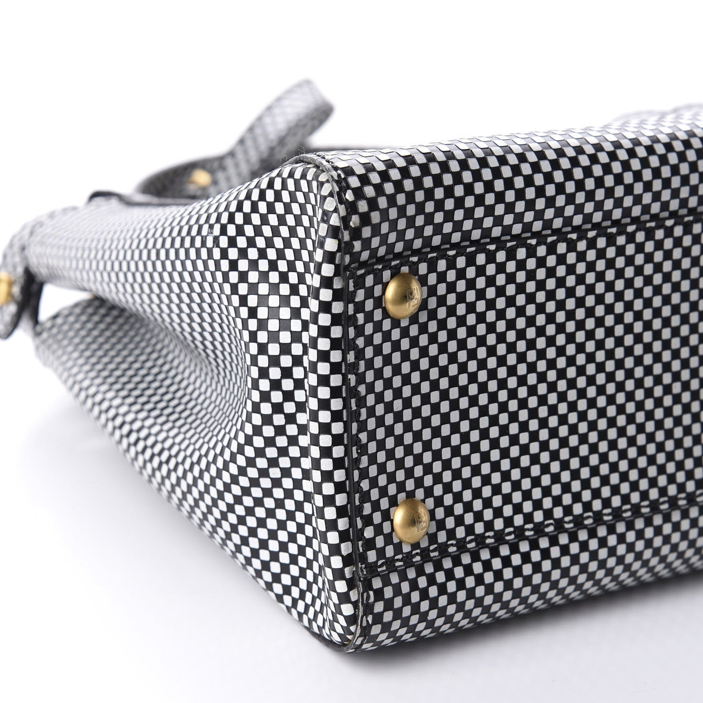 Pequin Checkered Medium Peekaboo Iconic Satchel Black White