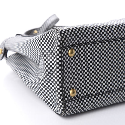 Fendi Pequin Checkered Medium Peekaboo Iconic Satchel Black White 8 of 12