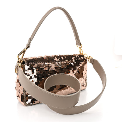 Fendi Sequin Paillettes Vitello Grace Sex and the City Baguette Tortora 3 of 21