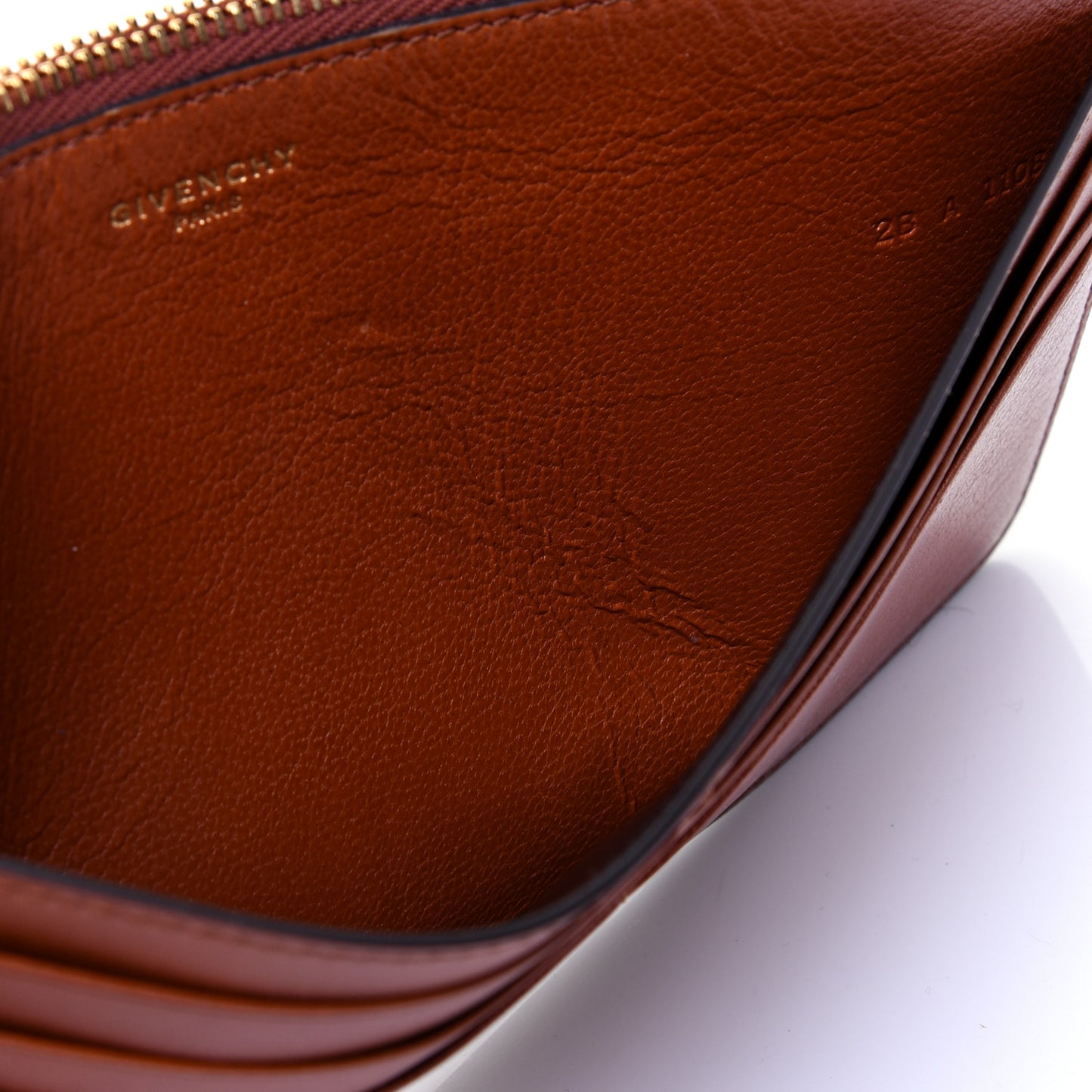 Goatskin GV3 Wristlet Zip Card Holder Chestnut