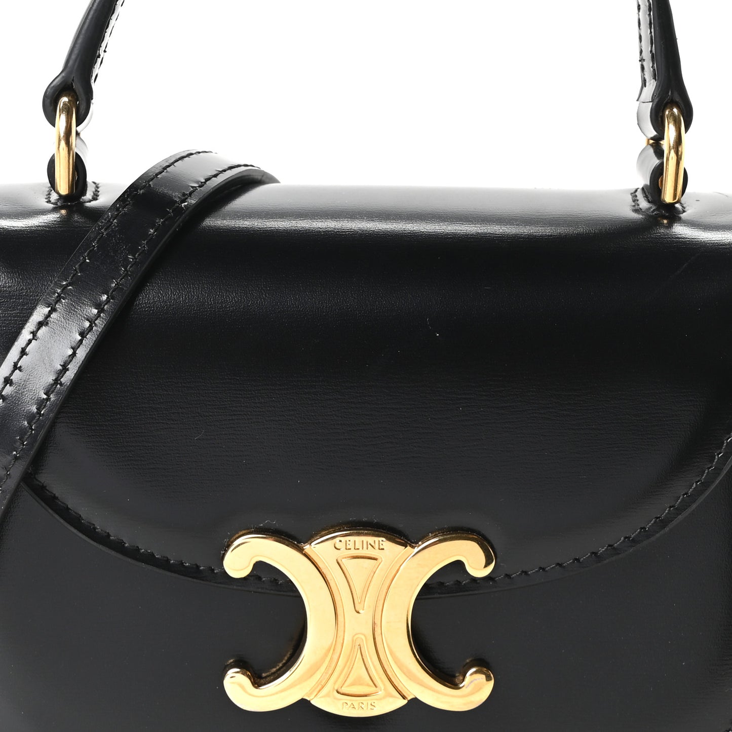 Shiny Calfskin Triomphe Mini Besace Clea Black