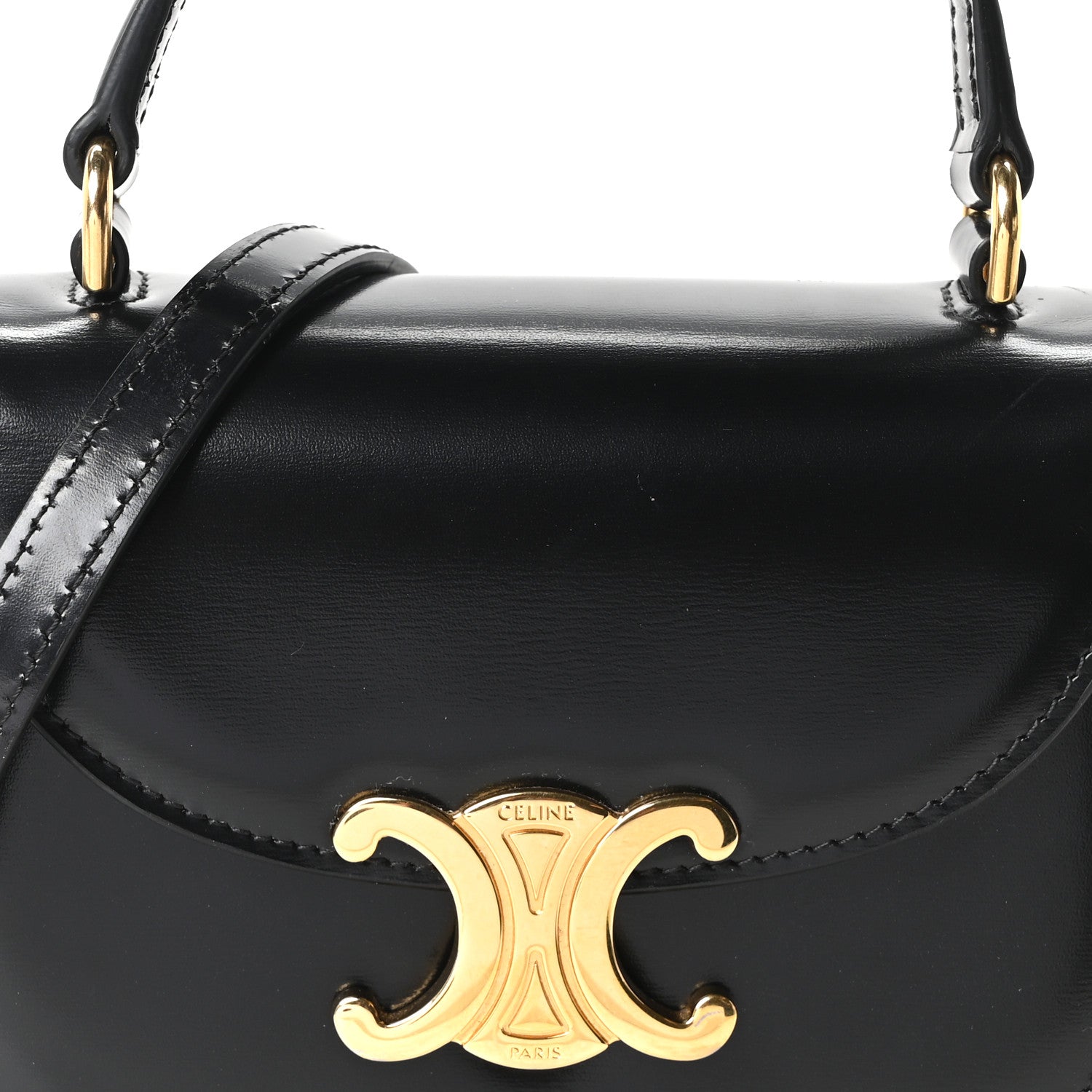 Celine Shiny Calfskin Triomphe Mini Besace Clea Black 8 of 10