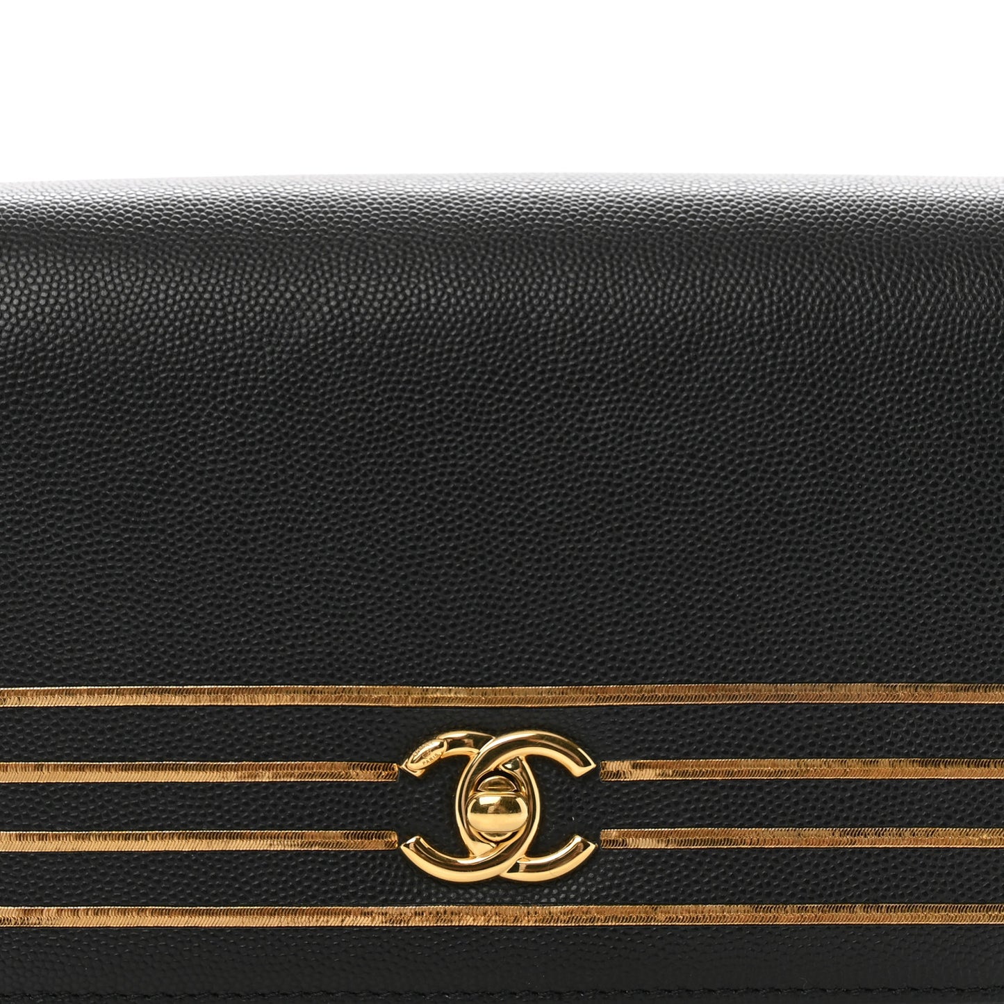 Grained Calfskin Embroidered Captain Gold Belt Bag Black