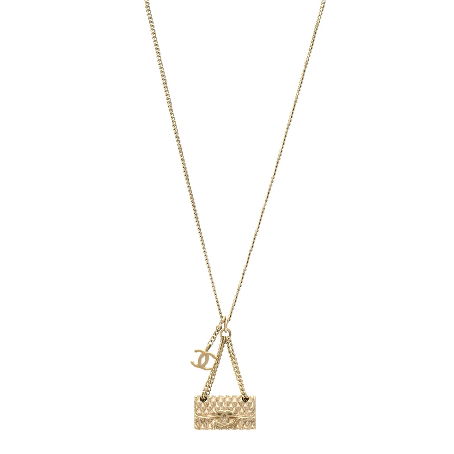 Metal Flap Bag Necklace Gold