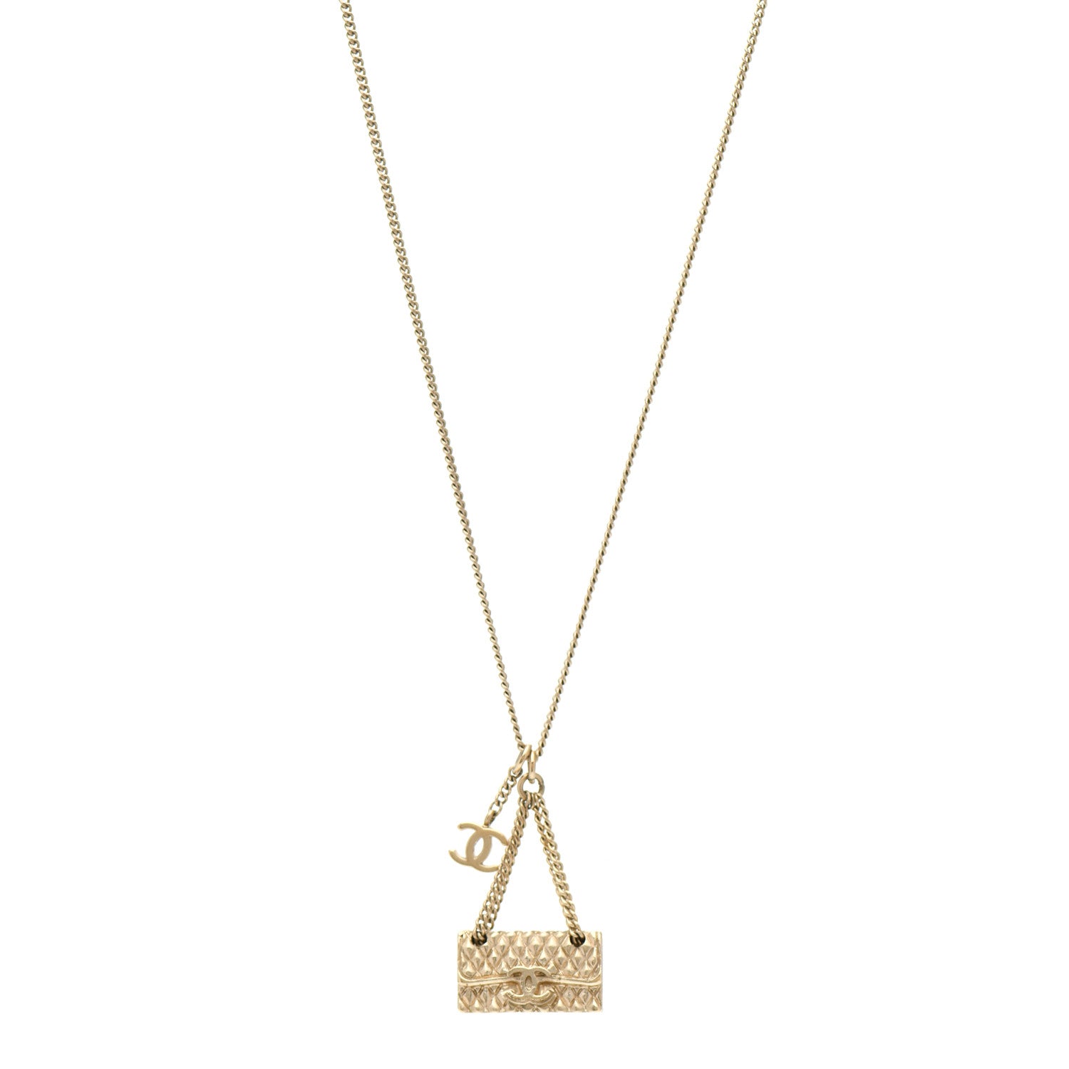Chanel Metal Flap Bag Necklace Gold 1 of 4