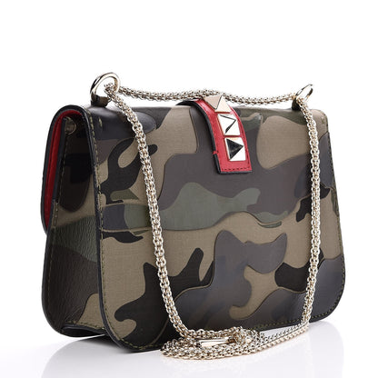 Valentino Garavani Nappa Canvas Camouflage Medium Glam Lock Rockstud Flap Verde 4 of 9