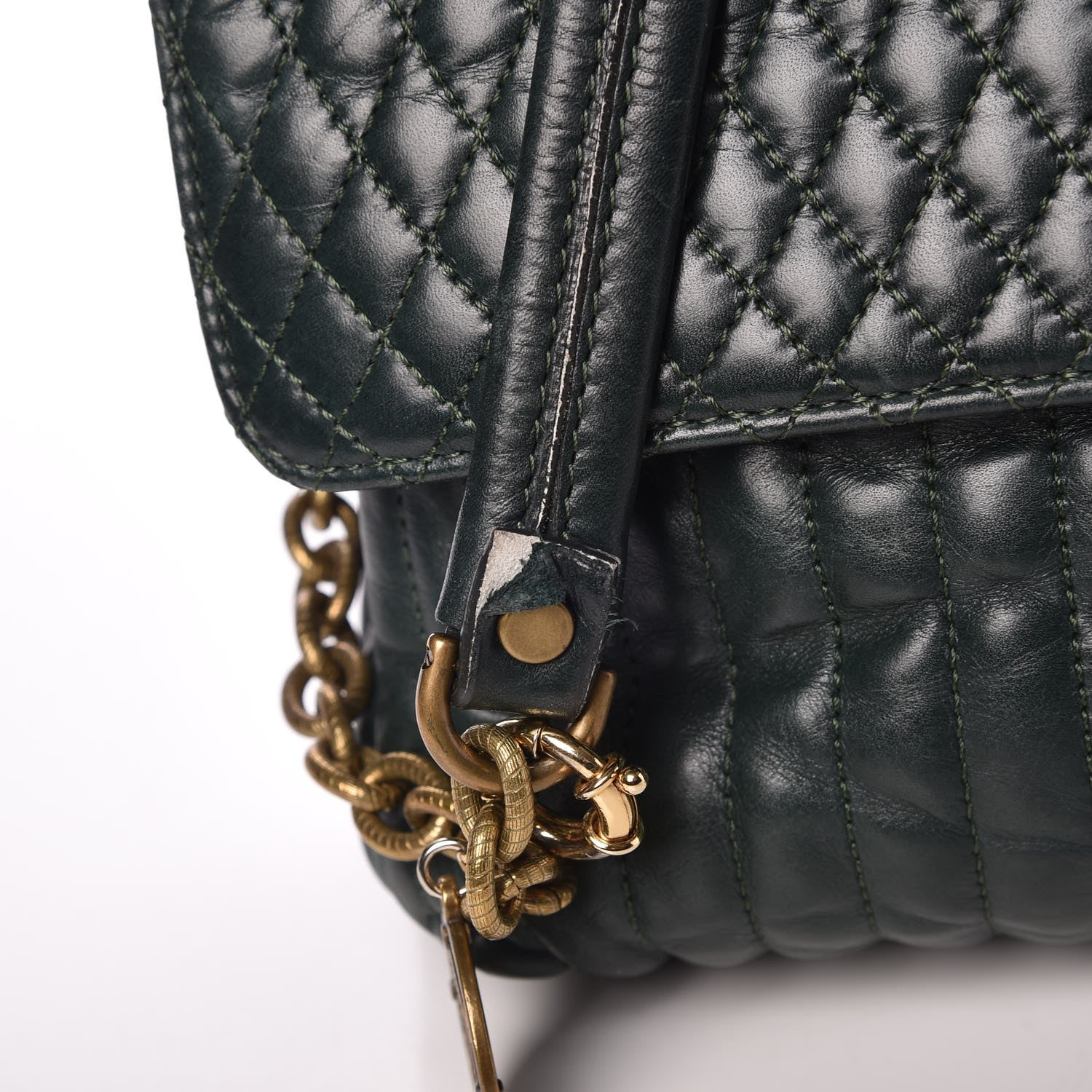 Lanvin Calfskin Quilted Large Happy Shoulder Bag Forest 8 of 9