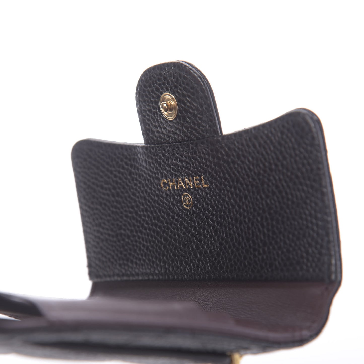 Caviar Quilted Compact Flap Wallet Black