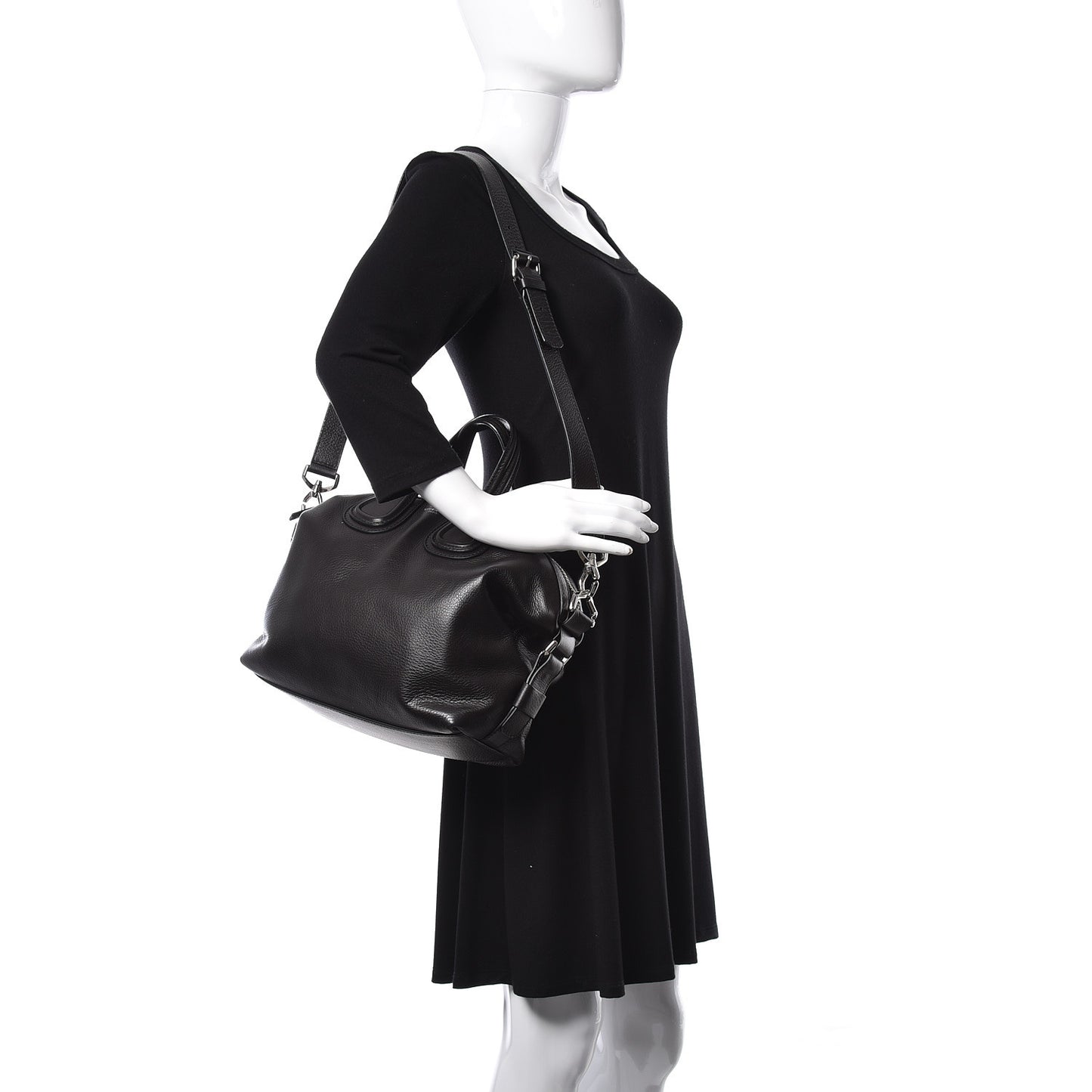 Pebbled Calfskin Small Nightingale Black