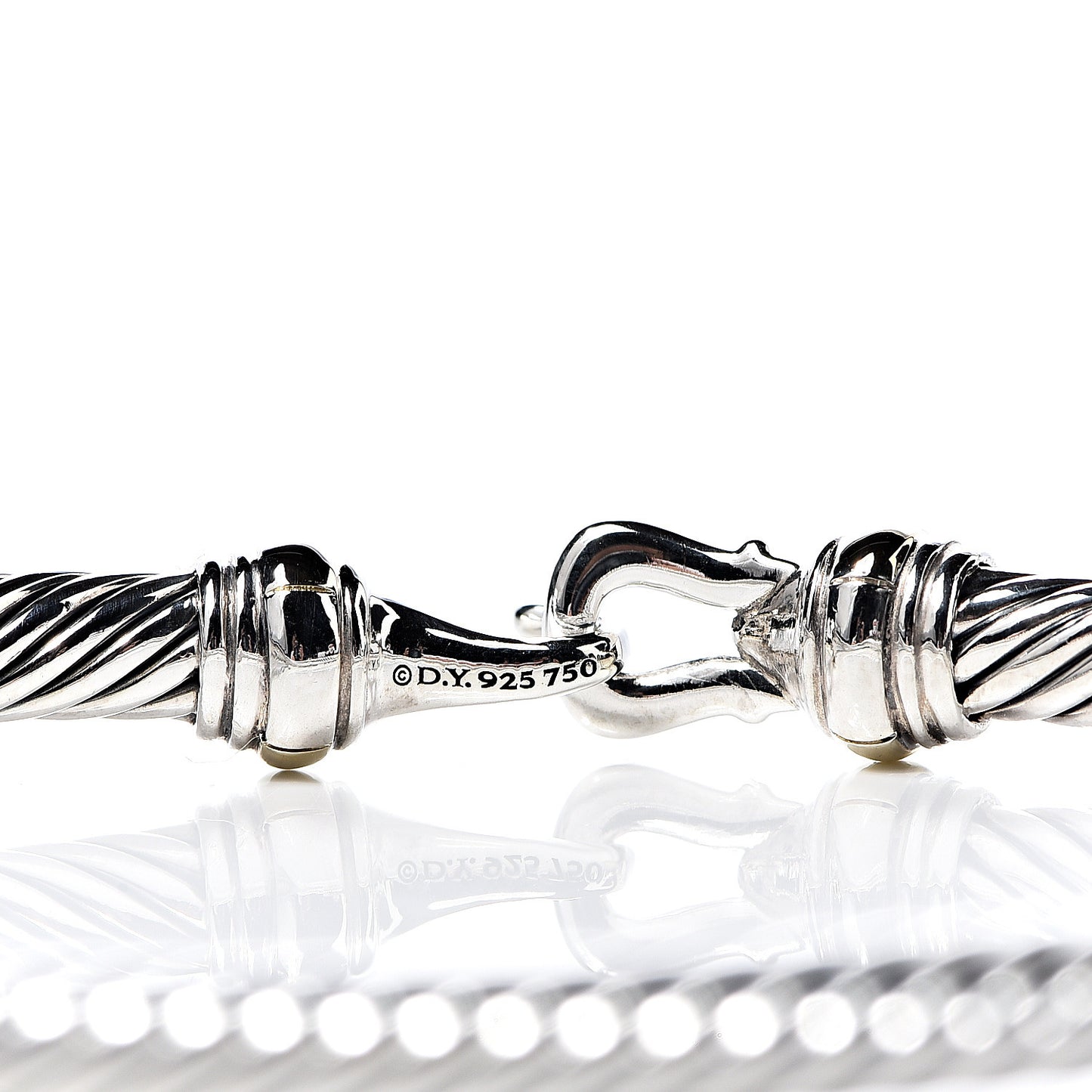 Sterling Silver 18K Yellow Gold 4mm Cable Buckle Bracelet