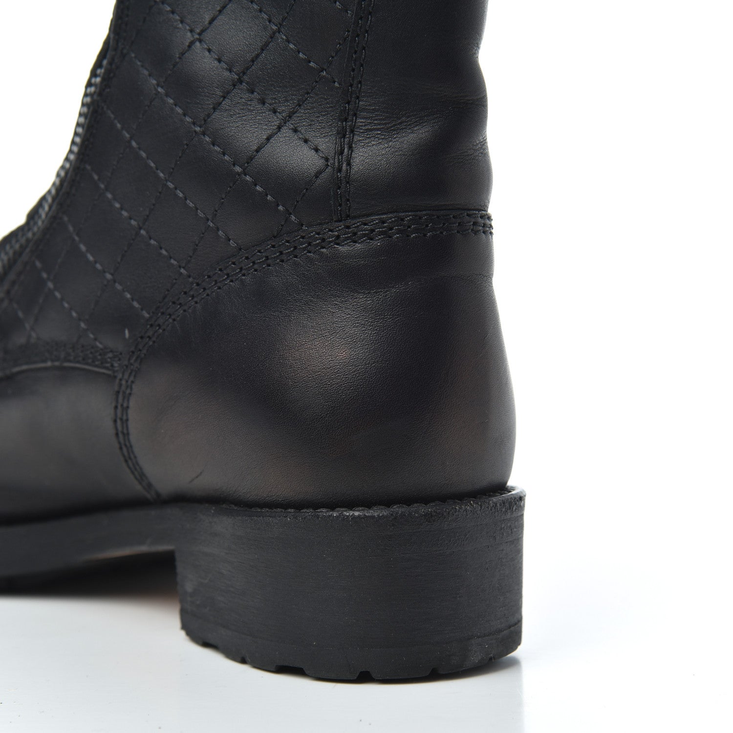 Chanel Calfskin Quilted Cap Toe Combat Boots 36 Black 11 of 17