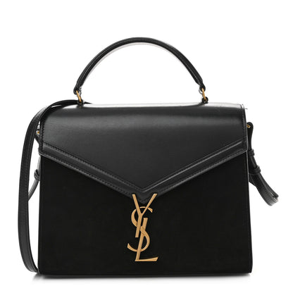Saint Laurent Kid Scamosciato Smooth Calfskin Medium Classic Monogram Cassandra Top Handle Black Rouge Legion 1 of 9
