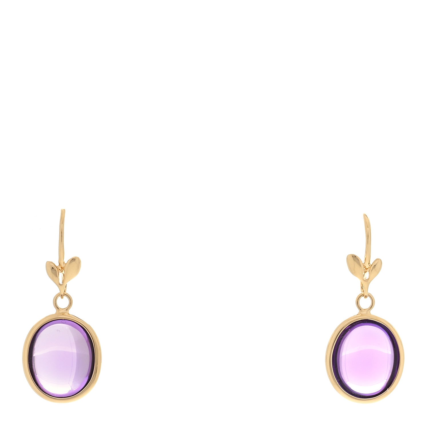 Tiffany 18K Yellow Gold Amethyst Paloma Picasso Olive Leaf Drop Earrings 1 of 3