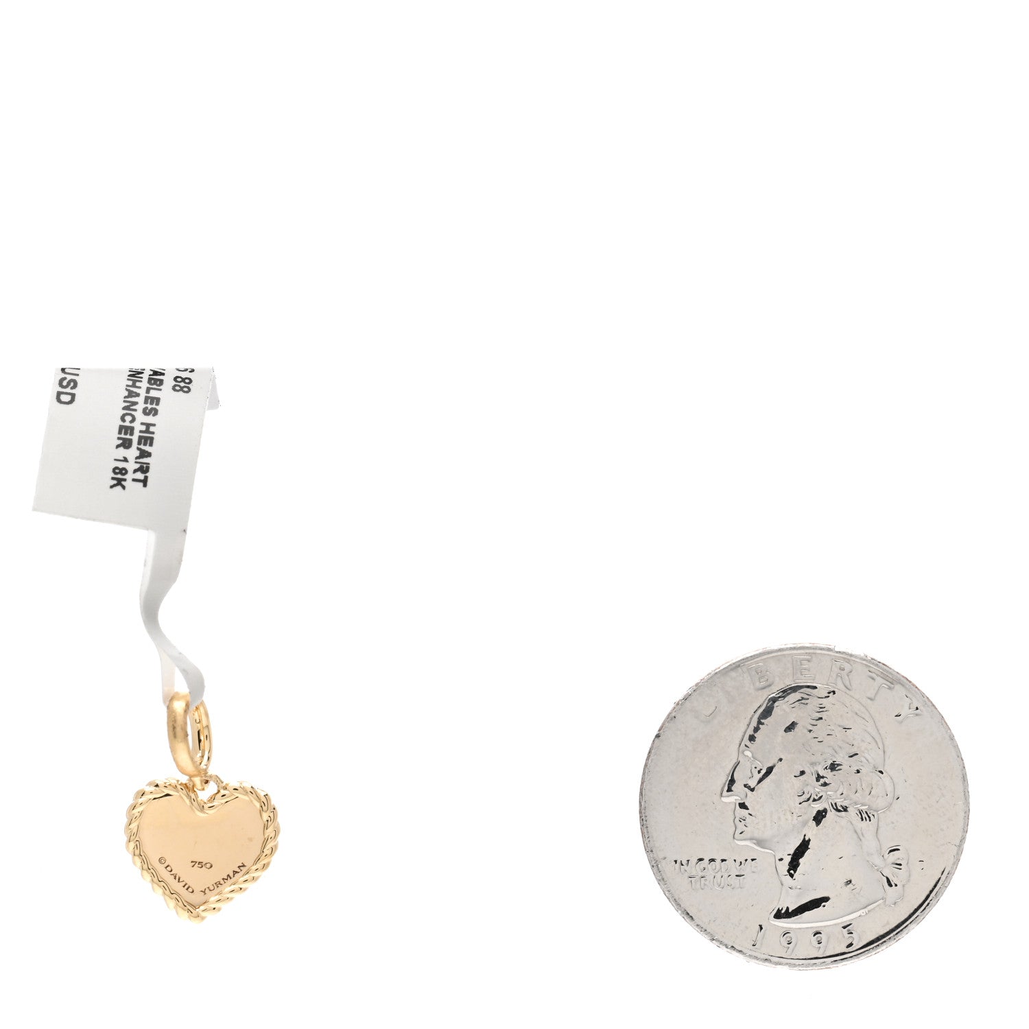 David Yurman 18K Yellow Gold Engravable Heart Charm Enhancer 2 of 3