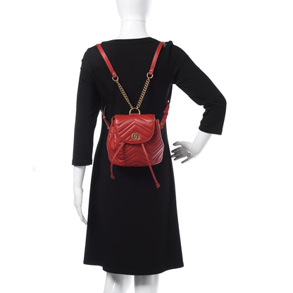 Gucci Calfskin Matelasse GG Marmont Flap Backpack Hibiscus Red 2 of 10