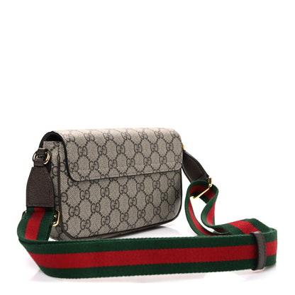 Gucci GG Supreme Monogram Textured Dollar Calfskin Web Mini Ophidia Envelope Shoulder Bag Beige Ebony New Acero 3 of 10