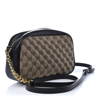Gucci Monogram Matelasse Diagonal Small GG Marmont Chain Shoulder Bag Beige Black 4 of 10