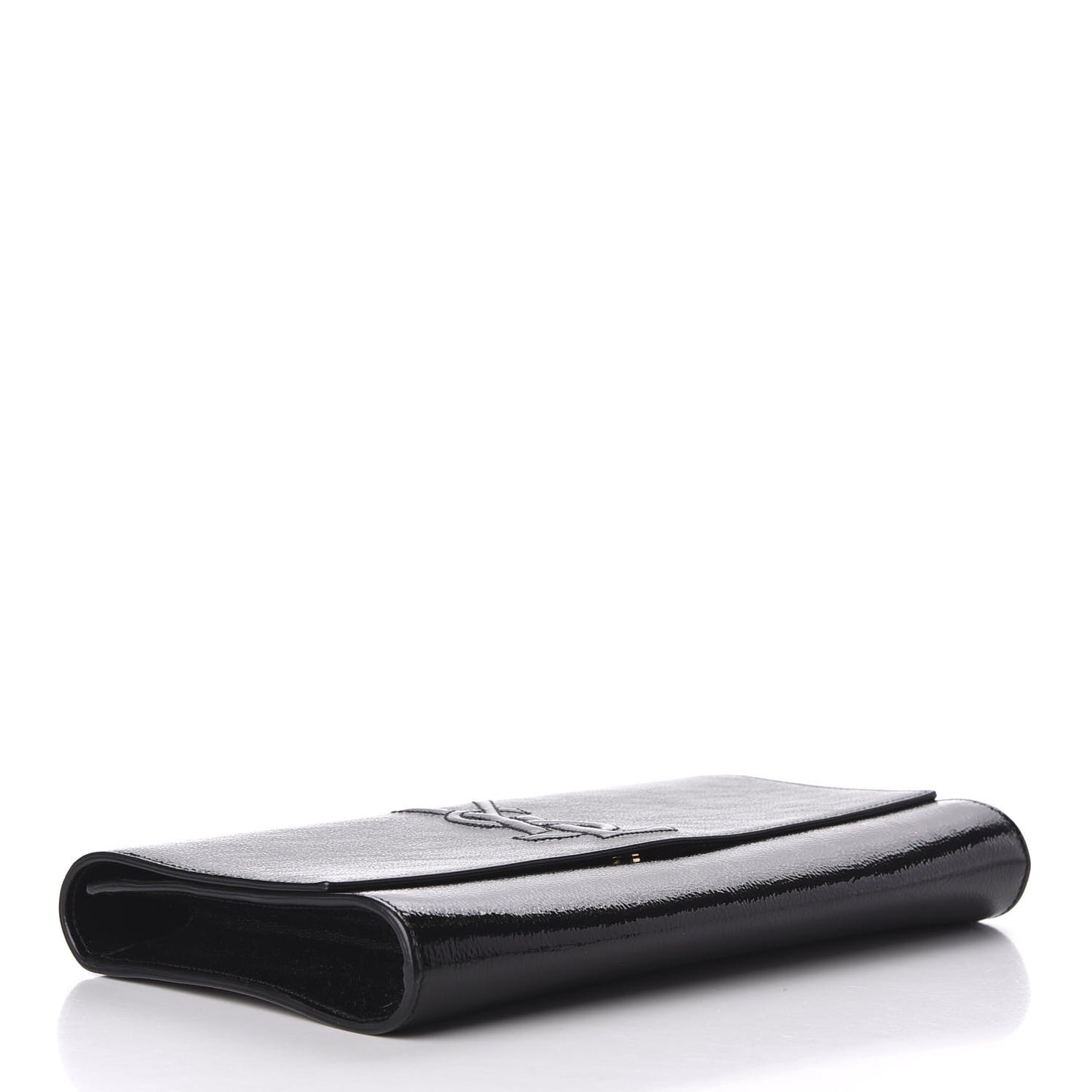 Textured Patent Monogram Belle De Jour Clutch Black