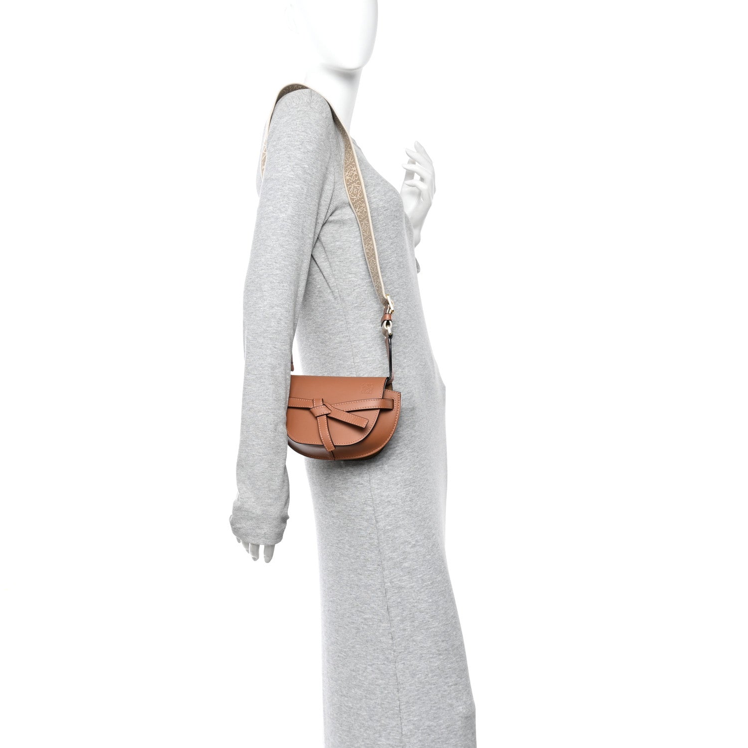 Loewe Calfskin Jacquard Mini Gate Dual Bag Tan 2 of 11