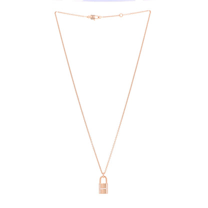 Hermes 18K Rose Gold Diamond Amulettes Cadenas Pendant Necklace 3 of 5