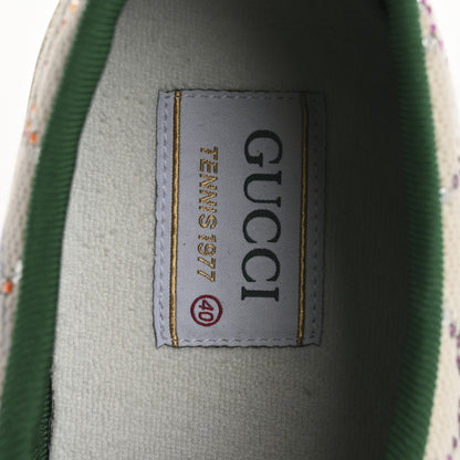 Gucci Canvas Lame Crystal GG Monogram Womens 1977 Tennis Sneakers 40 Gardenia Silver Mystic White 7 of 8
