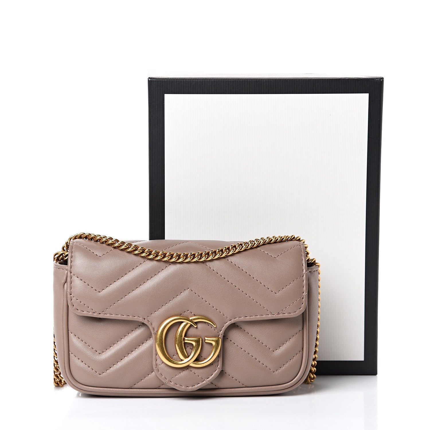 Gucci Calfskin Matelasse Super Mini GG Marmont Shoulder Bag Porcelain Rose 14 of 14