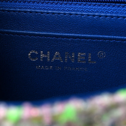 Chanel Tweed Quilted Mini Rectangular Flap White Blue Green 6 of 10