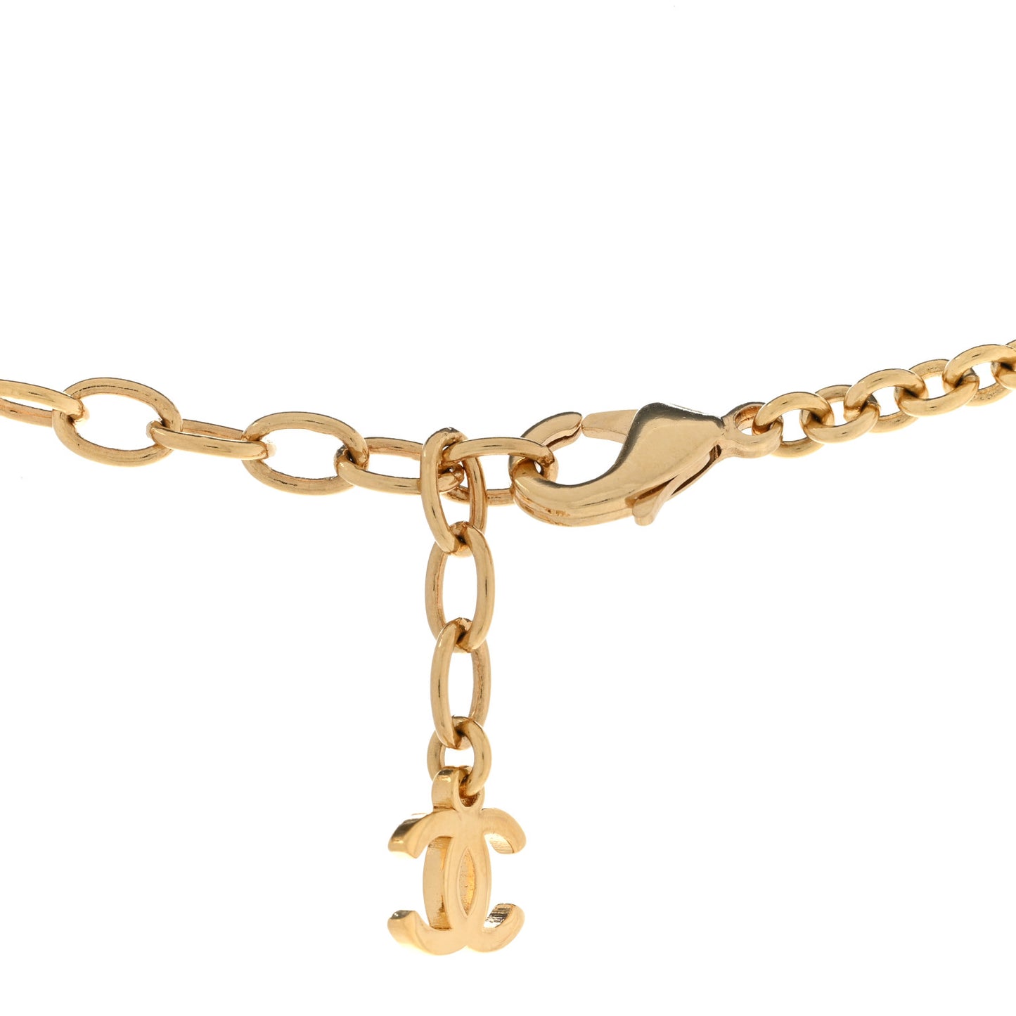 Pearl Bead Enamel CC Short Necklace Pink Gold