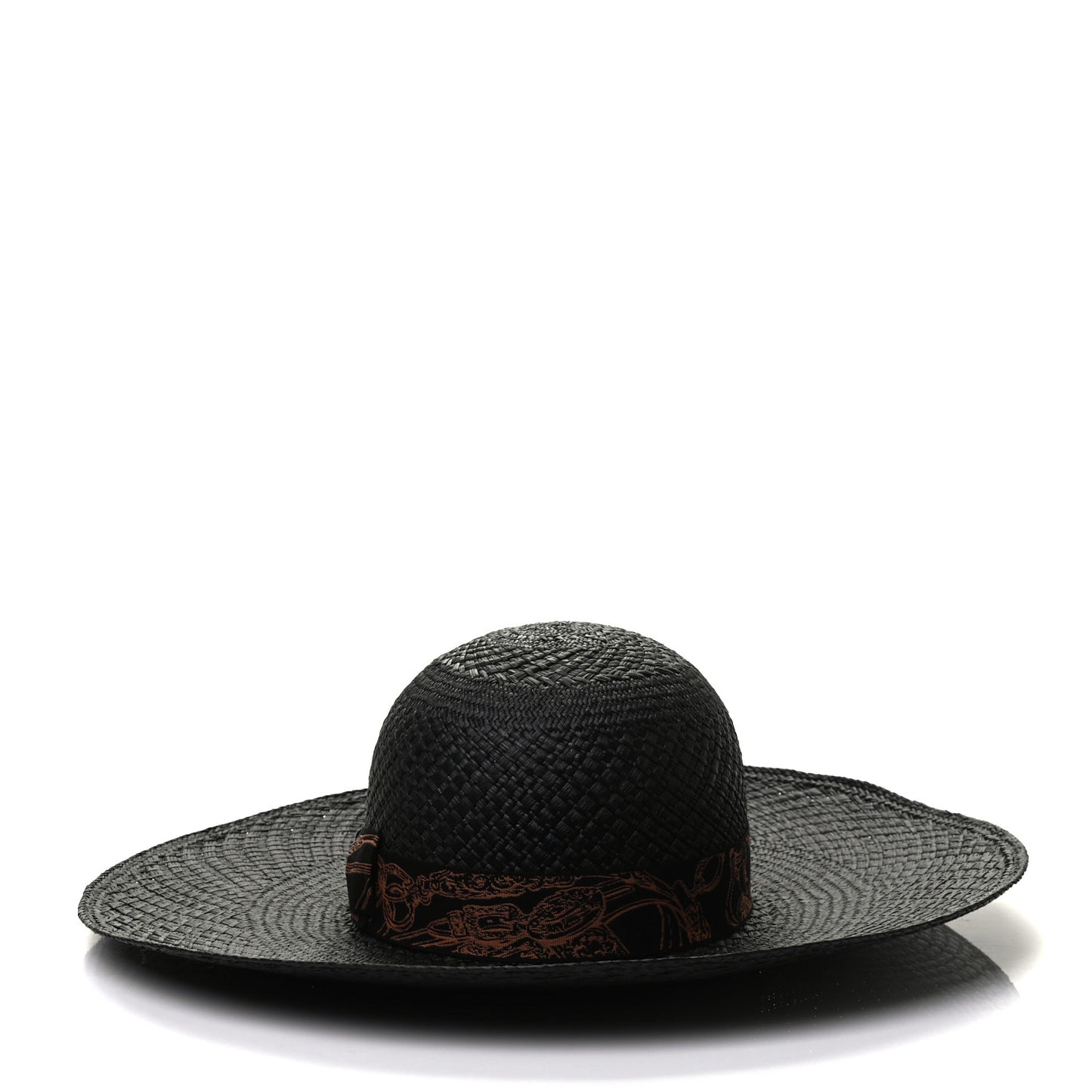 Straw Brides De Gala Panama Carrousel Hat 57 Black Terracotta
