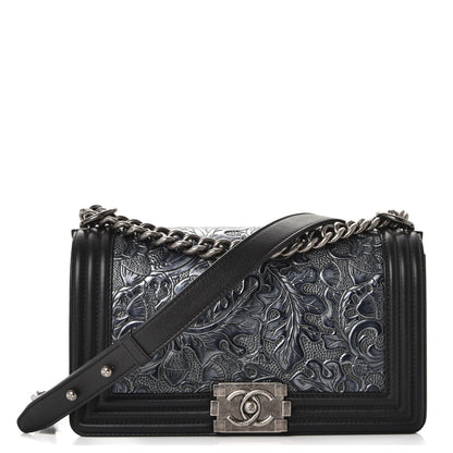 Chanel Calfskin Embossed Cordoba Medium Boy Flap Charcoal 1 of 8