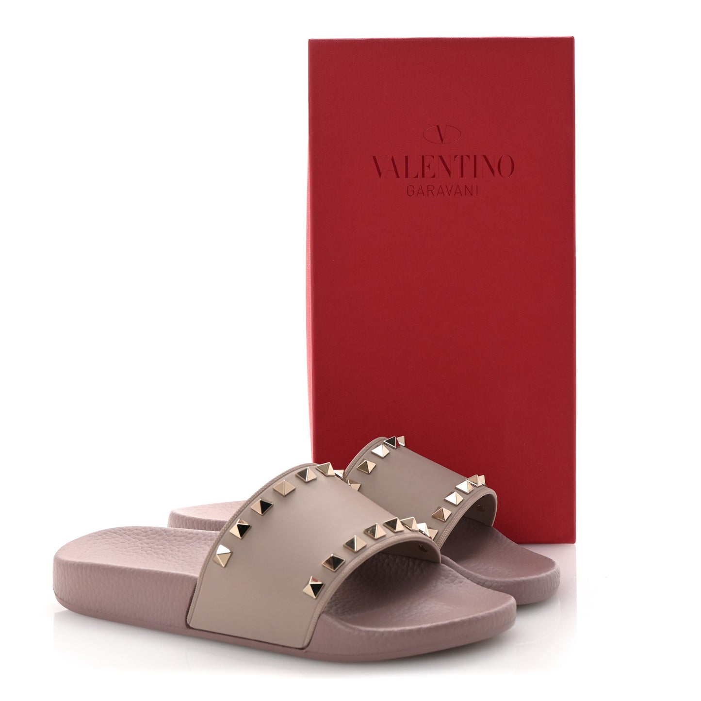 Rubber Rockstud Slide Sandals 37 Poudre