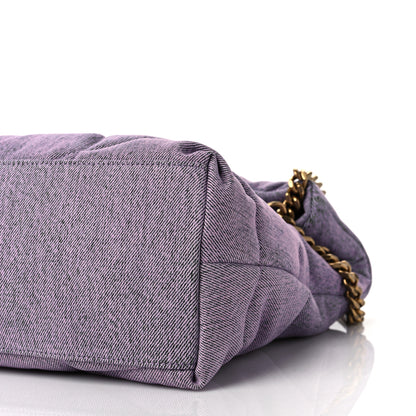 Saint Laurent Denim Quilted Medium Loulou Puffer Monogram Chain Satchel Bleached Lilac 8 of 8