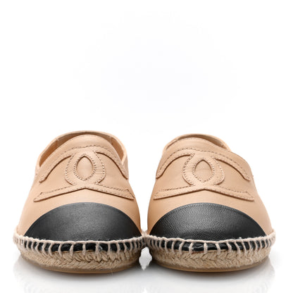 Chanel Lambskin CC Espadrilles 35 Beige Black 2 of 10