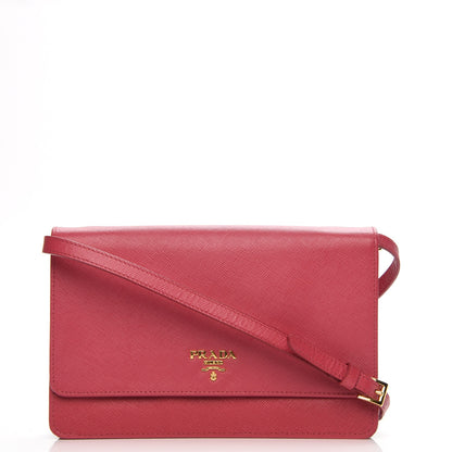 Prada Saffiano Metal Flap Wallet Peonia 1 of 9