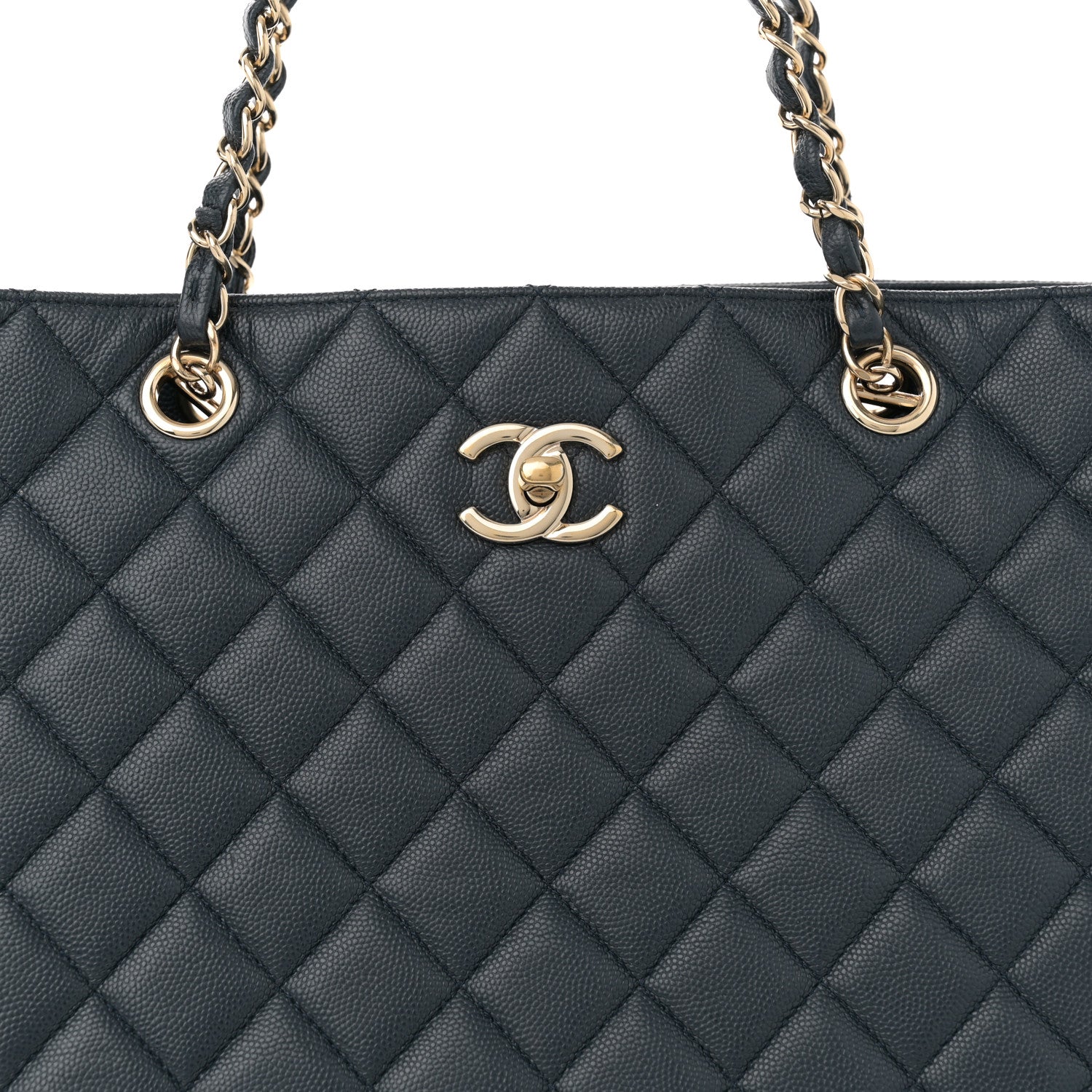 Chanel Caviar Quilted Large CC Shopping Tote Navy 8 of 13