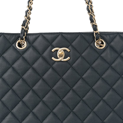Chanel Caviar Quilted Large CC Shopping Tote Navy 8 of 13