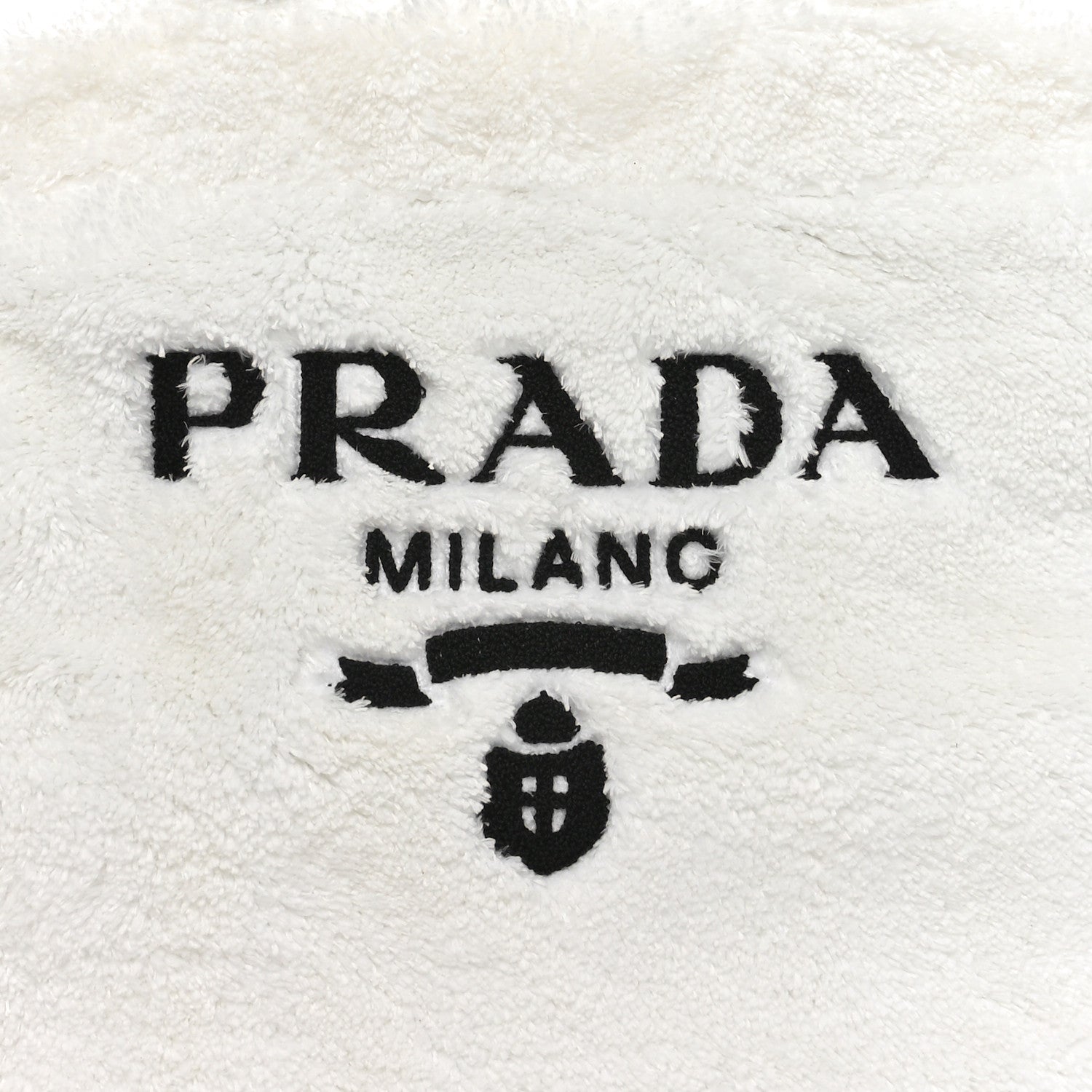 Prada Terry Cloth Tote Bag White Black 7 of 9