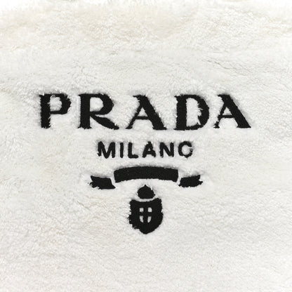 Prada Terry Cloth Tote Bag White Black 7 of 9
