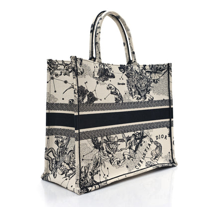 Christian Dior Canvas Embroidered Large Zodiac Toile De Jouy Book Tote Latte 3 of 10
