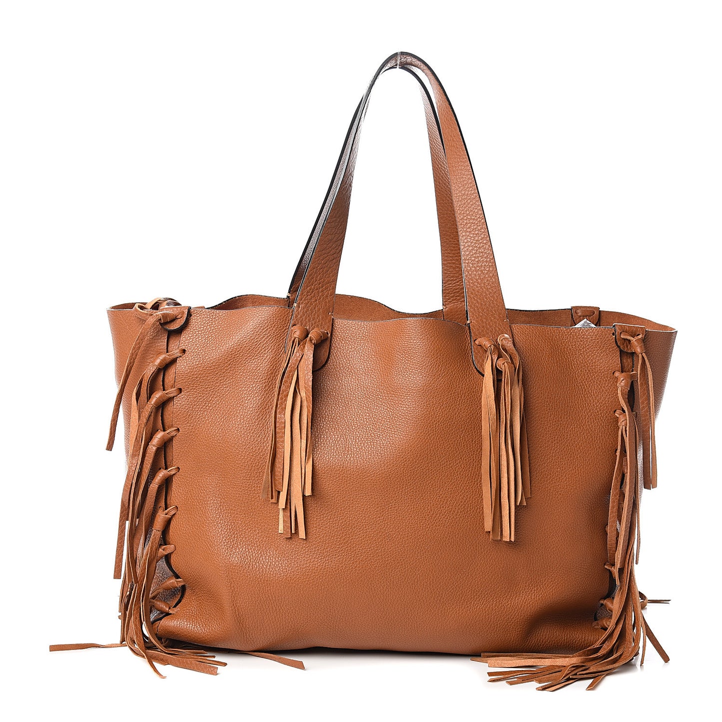 Grained Calfskin C-Rockee Fringe Tote Light Cuir