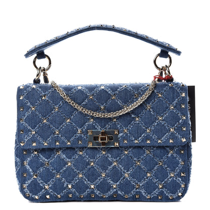 Valentino Garavani Denim Medium Rockstud Spike Shoulder Bag Denim 1 of 8