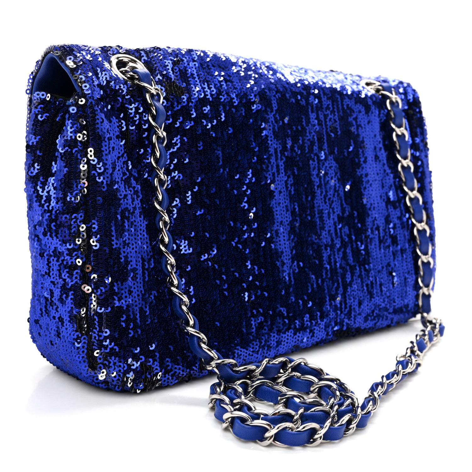Chanel Sequin Medium Flap Dark Blue 3 of 11