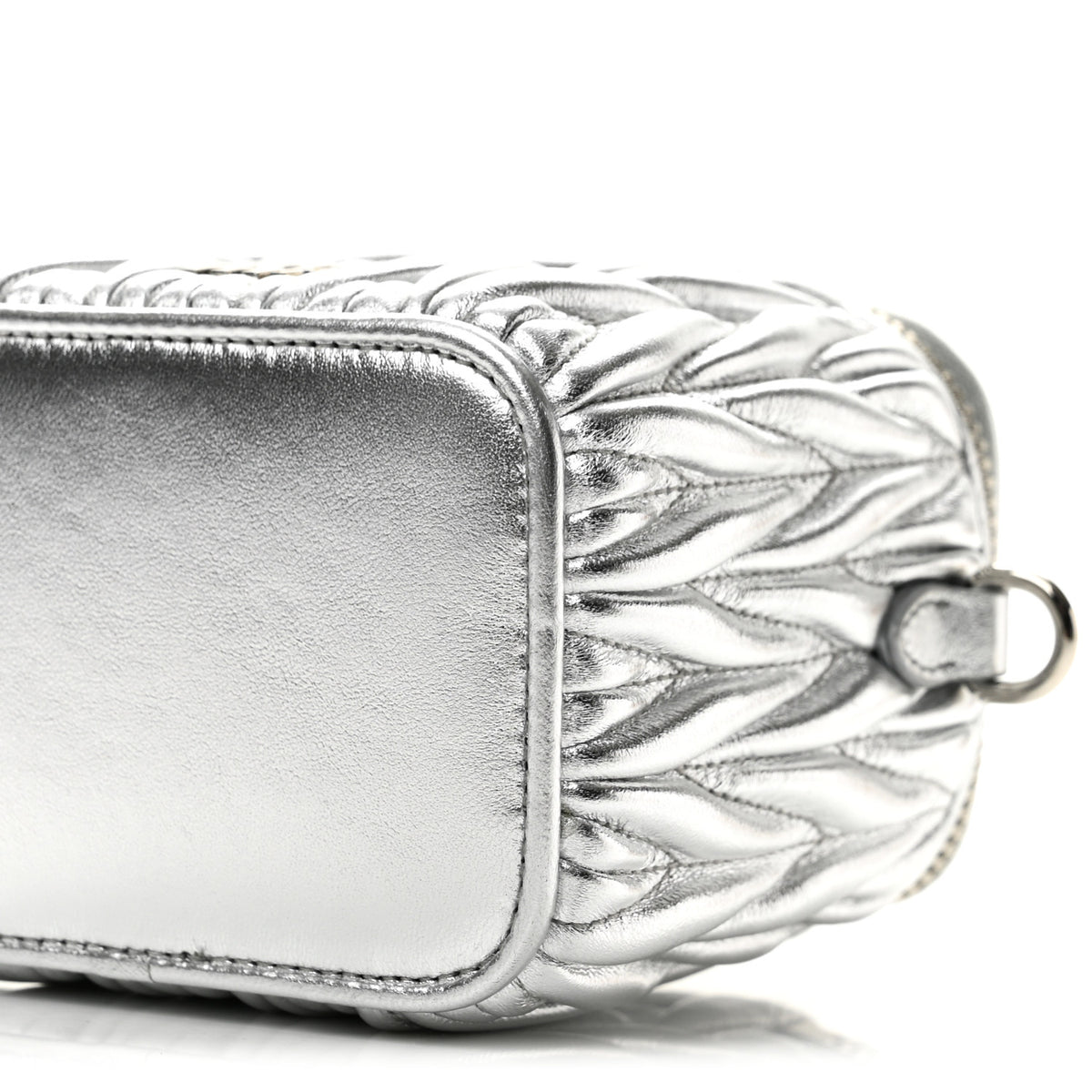 Metallic  Nappa Matelasse Micro Vanity Case Silver